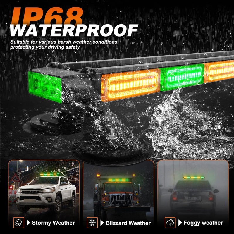 ASPL 26inch 126 LED Rooftop Emergency Strobe Lights Bar Double Side Flashing Safety Warning Traffic Advisor Light Bar Hazard Snow Plow Light for Trucks Vehicles Construction Tow Pickup(Amber/Green) - Image 4